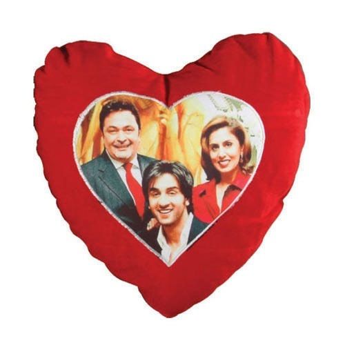 Cushion Covers - Silk, 30 x 30 cm, Red | Digital Printed Heart Shape, Plain Style, 200 Grams
