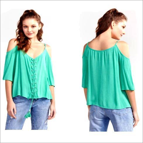 Green Wrinkled Western Top