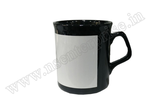 10oz White Black Patch Irregular Handle Mug 10oz White Black Patch Irregular Handle Mug