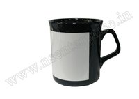 10oz White Black Patch Irregular Handle Mug
