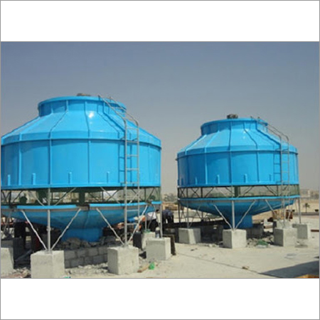 FRP Cooling Tower - FRP Material, Round Shape, Counterflow Air, Induced Water Flow | Corrosion Resistant, Lightweight, Easy Install, Low Maintenance, Durable Design, Efficient Cooling