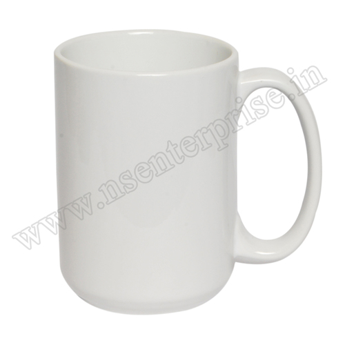15oz White Mug - 450ml Capacity, 8.5*11.7cm Dimensions | Ceramic Material, Non-Disposable Design, Ideal for Printing at 180c for 40s