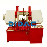 Double Column Semi Automatic Horizontal Bandsaw Machine - Color: Red