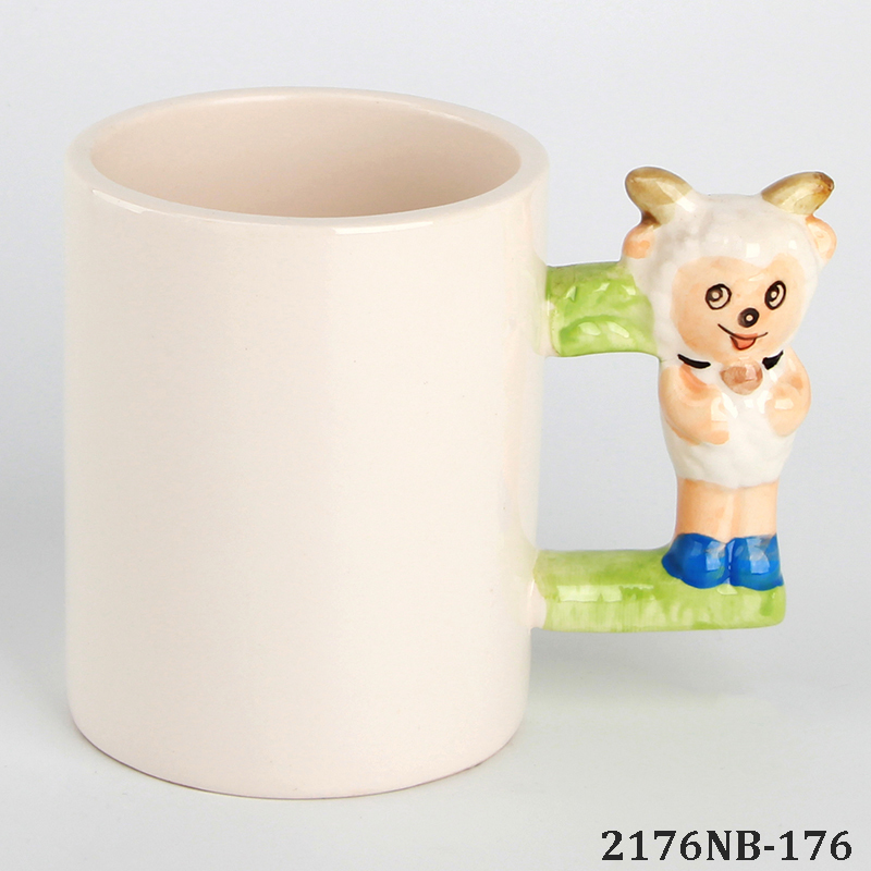 White Animal Handle Mugs