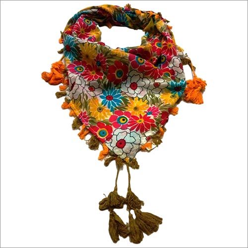 Ladies Floral Print Pom Pom Scarf