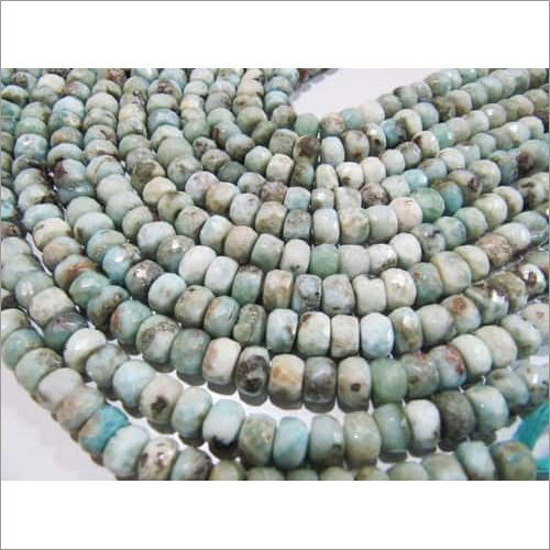 AAA Quality Natural Larimar Rondelle Faceted Beads