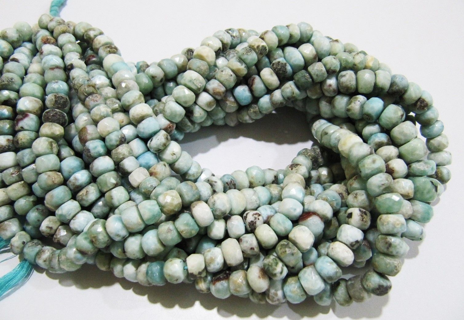 AAA Quality Natural Larimar Rondelle Faceted Beads