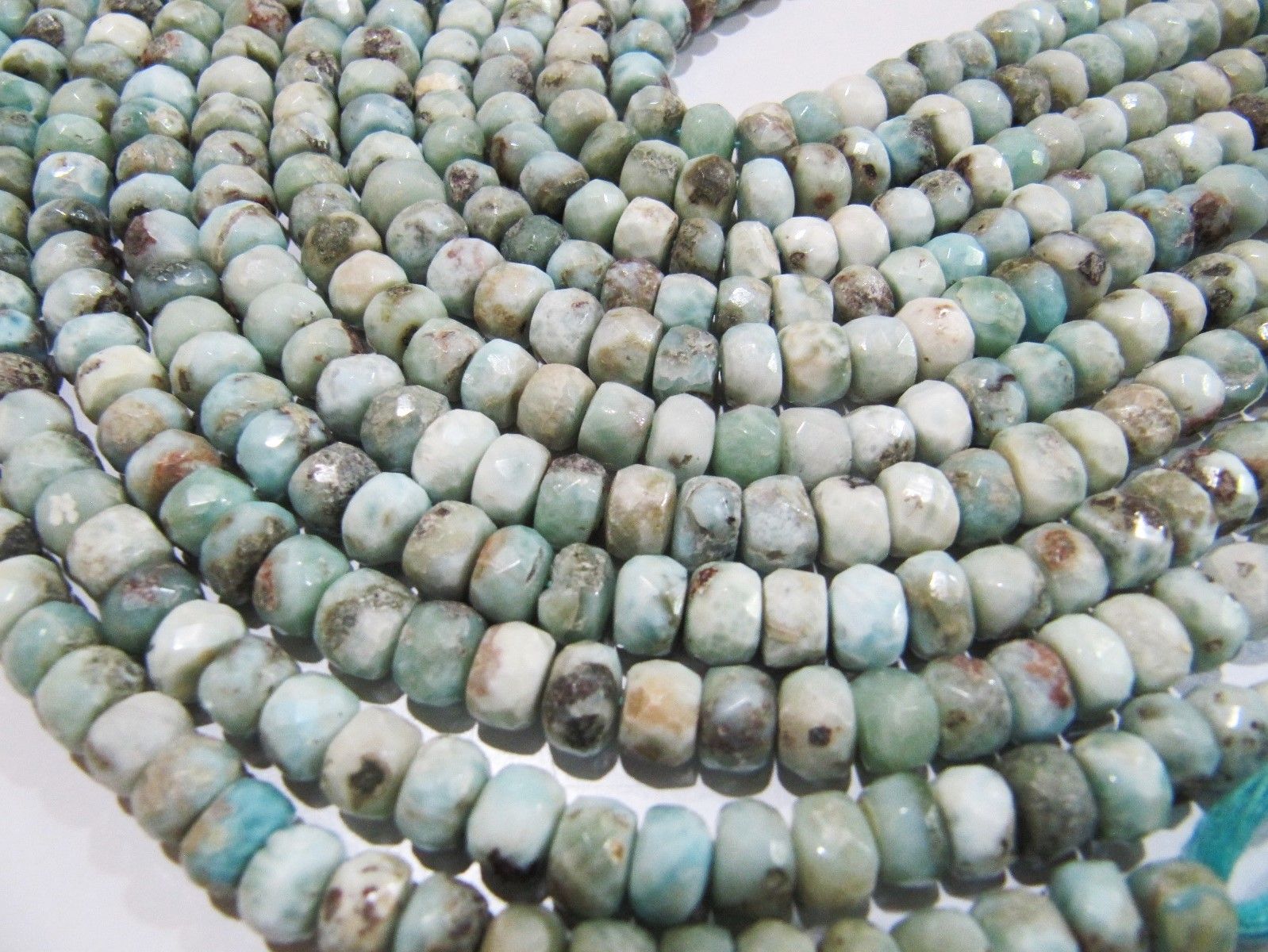 AAA Quality Natural Larimar Rondelle Faceted Beads