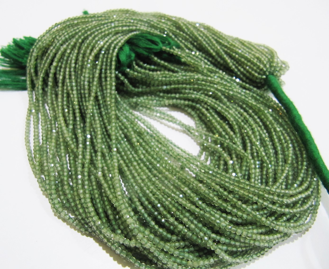 AAA Quality Green Apatite Gemstone Rondelle Faceted Beads