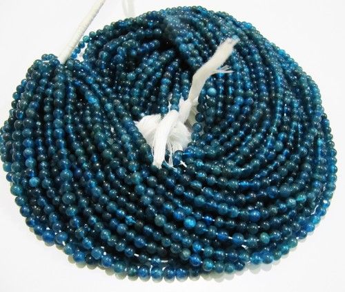 Natural Genuine Neon Apatite Round Plain Smooth Beads