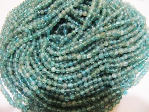 Natural Genuine Blue Apatite Round Plain Beads