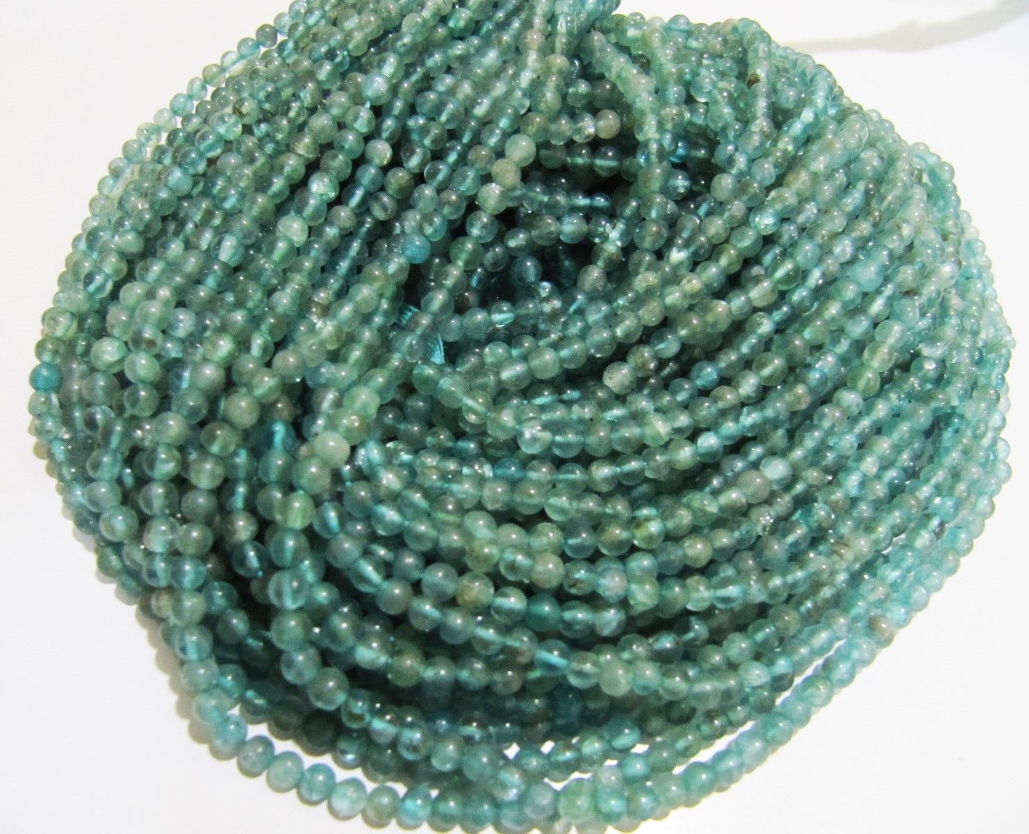 Natural Genuine Blue Apatite Round Plain Beads