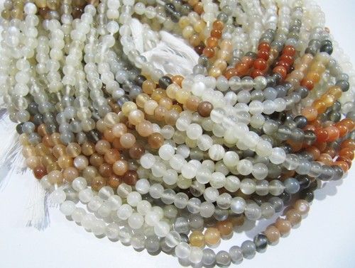 Natural Genuine Multi Moonstone Round Plain  Beads