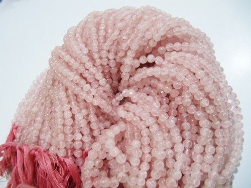 Pink Natural Genuine Rose Quartz Round Plain Smooth Beads