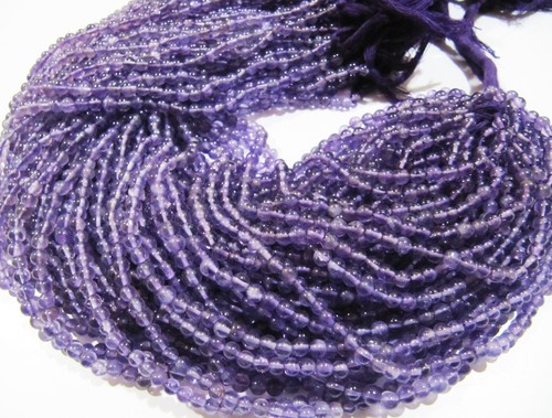 Purple Natural Genuine Amethyst Beads Round Plain Beads