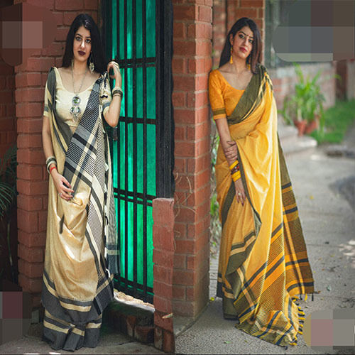 Different Colors Casual Row Silk Plain Saree