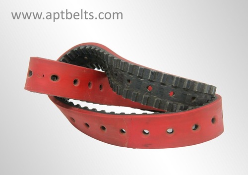 RED COATED RUBBER TIMING BELT WITH HOLE
