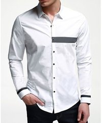 Men's Slim Fit Long Sleeve Cotton Shirt - Solid White | Collared Design with Button Closure