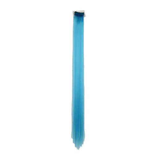 Cerulean Blue Clip-In Coloured Extension - Artificial Hair, Straight Style | Versatile for Parties, Quick Transformation Option