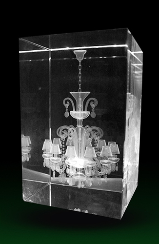 Promotional 3D Laser Picture Engraving - Crystal Glass 10x10x10 cm, 3D CO2 Laser Engraving, Customizable Corporate Gift