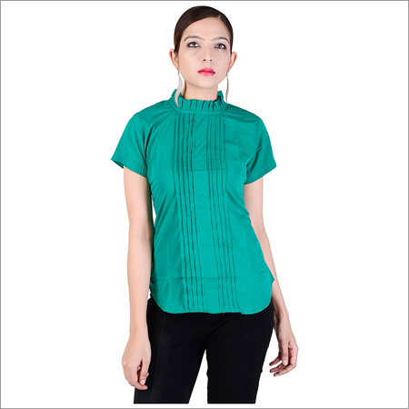 Ladies Green Crepe Shirts