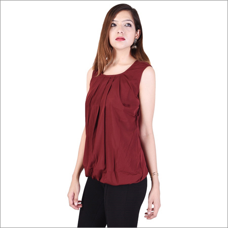 Maroon Ladies Sleeveless Top