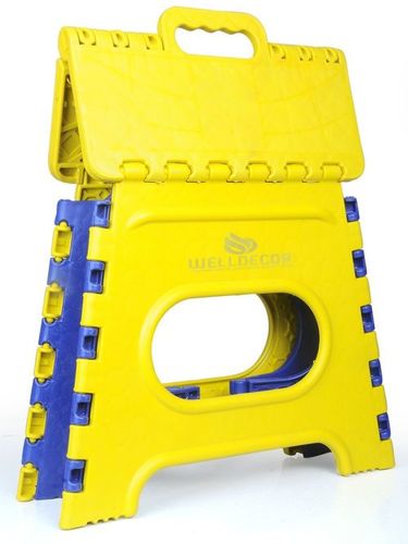 Plastic Folding Stool - Lightweight Plastic, 12 Inch Size, Multi-Color | Impact Resistant, Easy to Clean, Weather Resistant