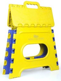 Plastic Folding Stool - Lightweight Plastic, 12 Inch Size, Multi-color | Impact Resistant, Easy To Clean, Weather Resistant