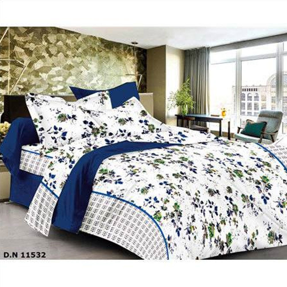 White Printed Cotton Bed Sheets