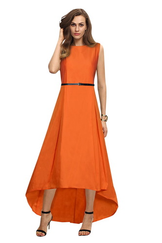 orange colored ladies Western dress