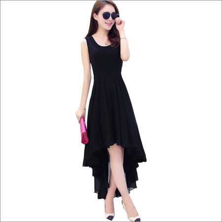 Plain Ladies One Piece Black Full Sleeve Bodycon Western Dress