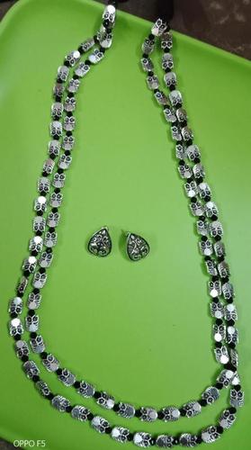 Silver Beads Necklace Set - Elegant Silver Beads, Perfect for Anniversary, Engagement, Gift, Party, Wedding
