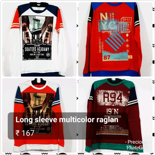 Men's Round Neck Long Sleeve T-Shirt - Cotton Fabric, Eye-Catching Printed Pattern, Available in Blue, White, Black, Grey, Yellow, Red, Sky Blue, Green