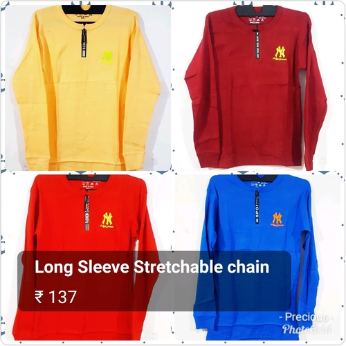 Mens T Shirt - Cotton Long Sleeve Henley, Available in Blue, White, Black, Grey, Yellow, Red, Sky Blue, Green | Plain Pattern, Ideal for Casual Wear