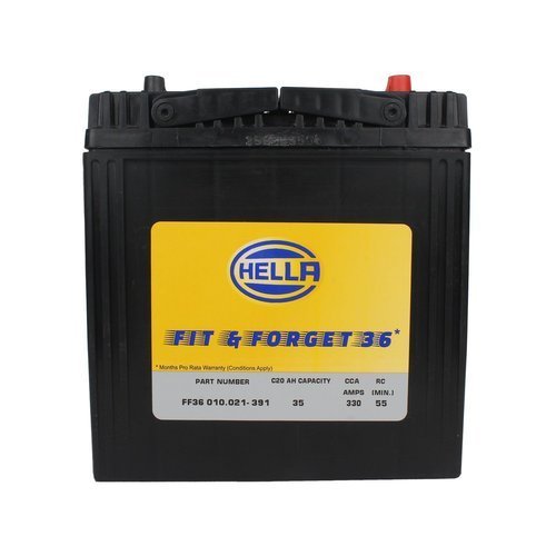 Hella FF36 010.021-391 12V 35AH 38B20R Battery - High Cranking Power, Maintenance Free, Heat & Vibration Resistant, Corrosion Resistant, 18+18 Months Warranty