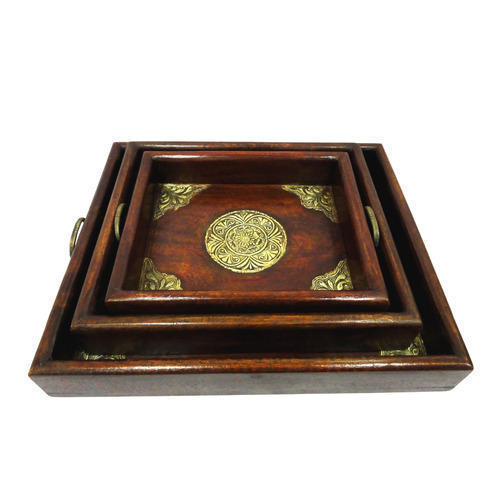Wooden Decorative Handicraft Tray Sets By INDIAN CULTURE HANDICRAFT