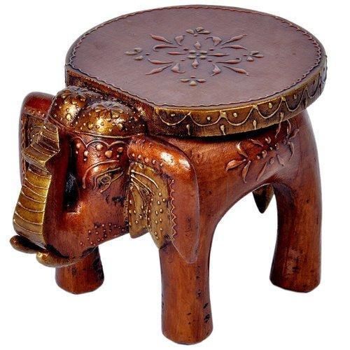 Painted Wooden Elephant Stool