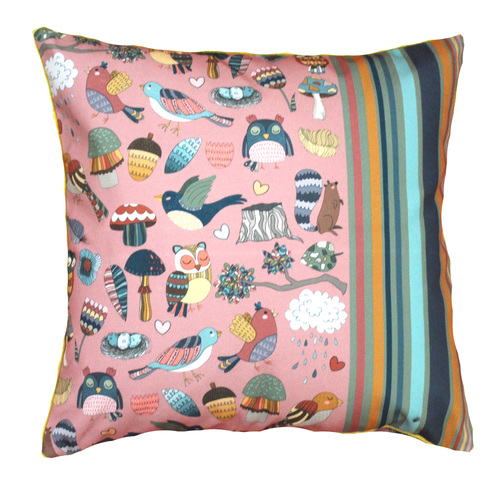 Designer Cushion Cover - Cotton, 40x40 cm (16x16 inches), Pink | Digital Printed, Square Shape, Zipper Closure, Ideal for Home, Travel, and Garden Furniture