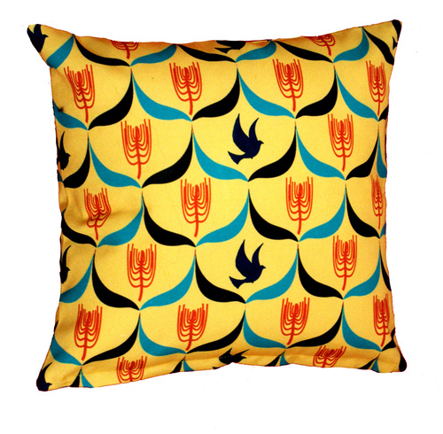 Digital Printed Cushion Cover - Cotton 40x40 cm, Yellow Square Shape with Zipper