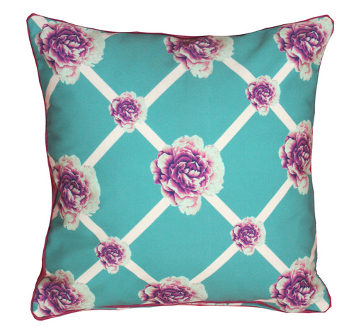 Digital Printed Floral Design Cushion Cover - 40x40 Cm | Poly Cotton, Green Color, Square Shape, Zipper Closure, Customizable Sizes & Materials