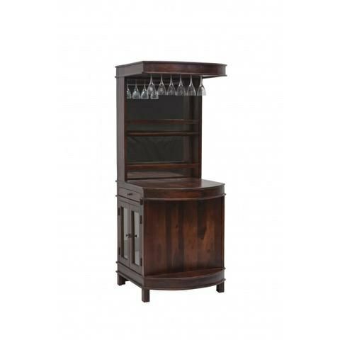 Wooden Bar Cabinet - Solid Oak, 42x18x30 Inches, Rustic Brown Finish - Adjustable Shelves, Ample Storage Space, Elegantly Designed