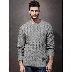 Grey Woolen Full Sleeves Mens Sweater