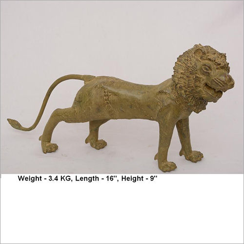 Golden Brass Handicraft Lion Staute