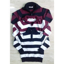 Multicolor High Neck Boys Woolen Sweater