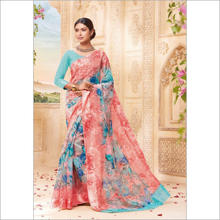 Multicolor Ladies Linen Saree