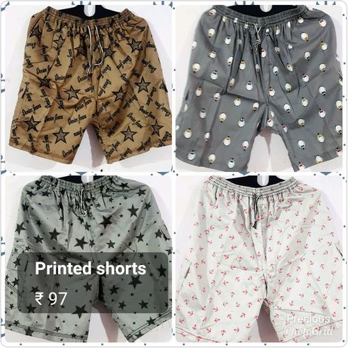 Mens Bermuda Shorts - Cotton Fabric, Printed Design | Available in Black, Grey, and White for Boys and Men