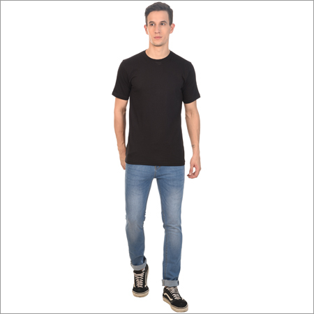 Mens Black T-Shirt - Cotton Fabric, Short Sleeves, O-Neck, Plain Pattern | Comfortable Fit, Long Lasting Color, Ideal for Casual Outings & Events