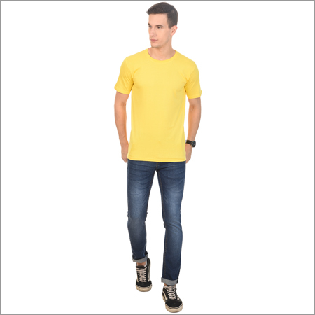 Mens Yellow Plain T-Shirt - Cotton, Short Sleeves, O-Neck, Custom Sizes Available | Lightweight, Soft Touch, Fade Resistant