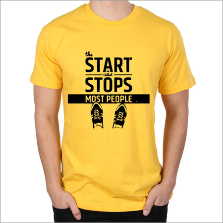 Mens Trendy Print Round Neck T-shirt - Cotton Available in Multiple Sizes Yellow Color Short Sleeve Style | Easy to Wash Shrink Resistant Fade Resistant