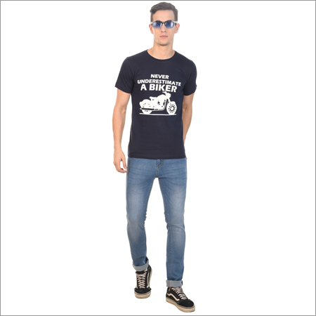Mens Fancy Print Round Neck T-Shirt - Cotton, Available in Various Sizes, Colors & Patterns, Short Sleeves, Easy to Wash, Neat Stitching